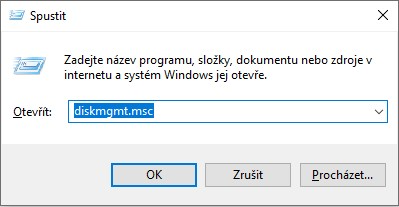 Printscreen spuštění příkkazového řádku pro vypsání příkazu pro spuštění "Správu disku" | Pro web: radyzezivota.cz | Pro článek: Nefunkční harddisk po zapojení do TV: Jak na opravu pomocí SW a Správce disků