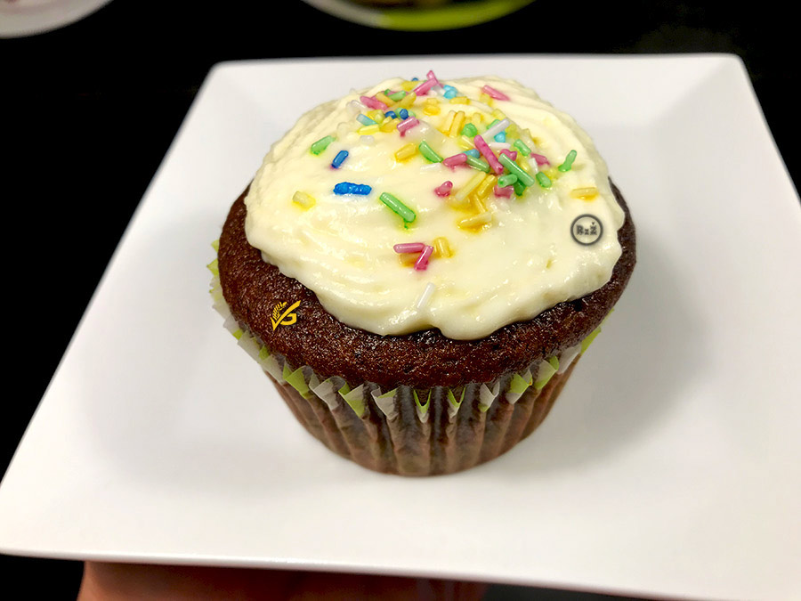 Fotografie bezlepkového čokoládového muffina na bílém talíři | Bezlepkové čokoládové muffiny