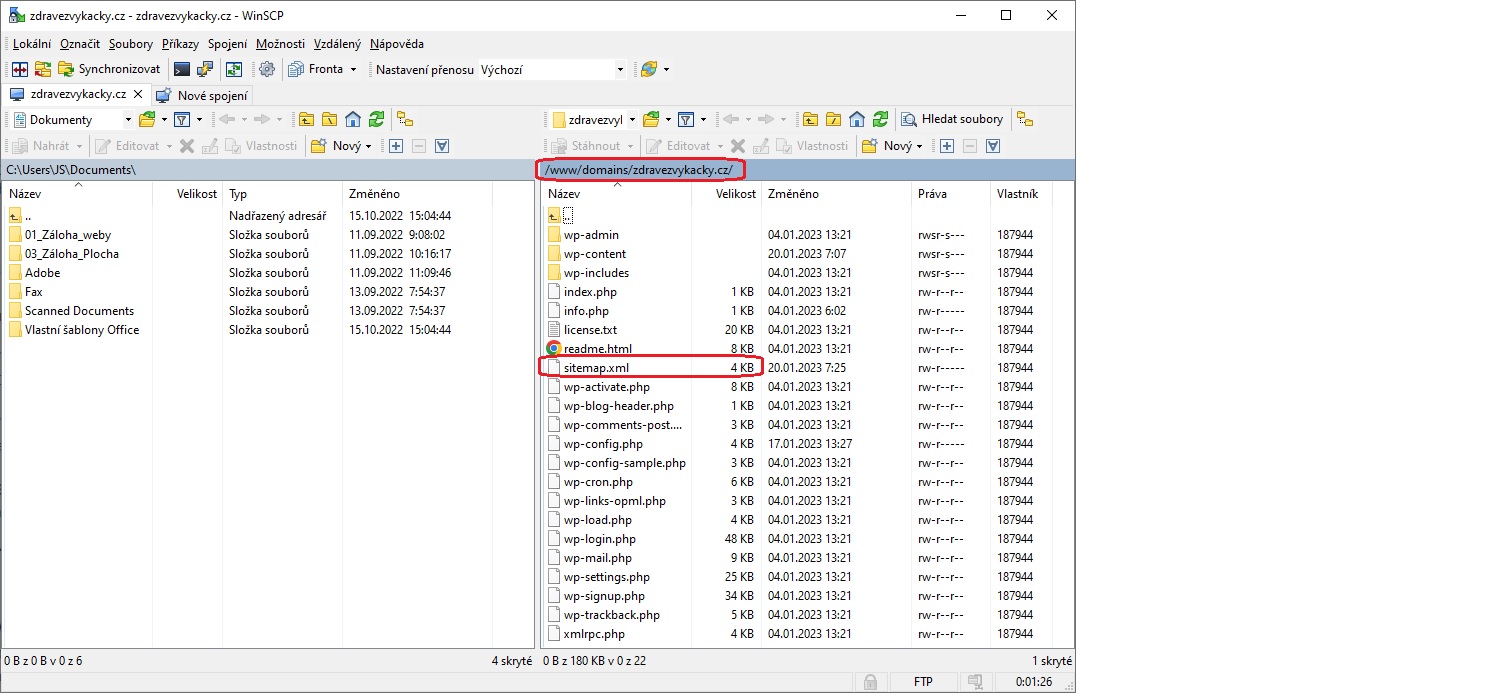 Soubor sitemap.xml vložený pomocí FTP na vaši doménu | Jak vytvořit sitemapu? | zdroj: radyzezivota.cz | Autor: Jiří Samuel