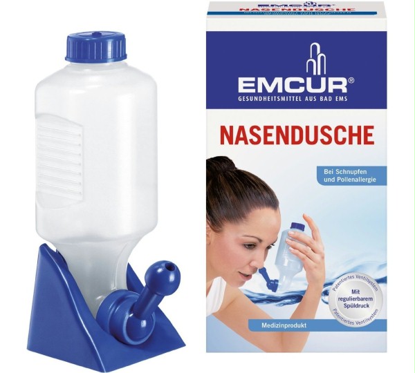 Nosní sprcha od společnosti EMCUR, možné zakoupit v německé drogerii dm,  Zadní rýma a její léčba